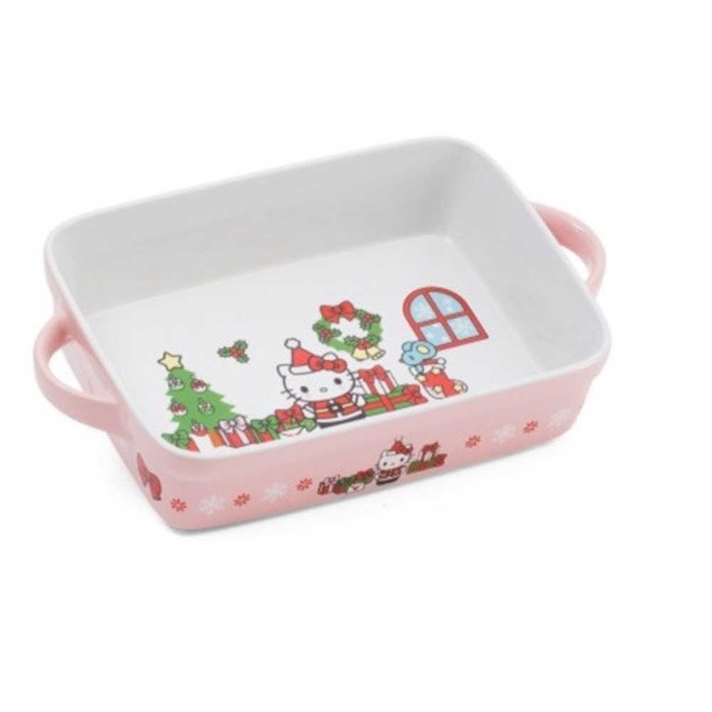 Hello Kitty Xmas Santa Holiday Pink Ceramic ZRike 12x8.5 Baking Casserole Pan